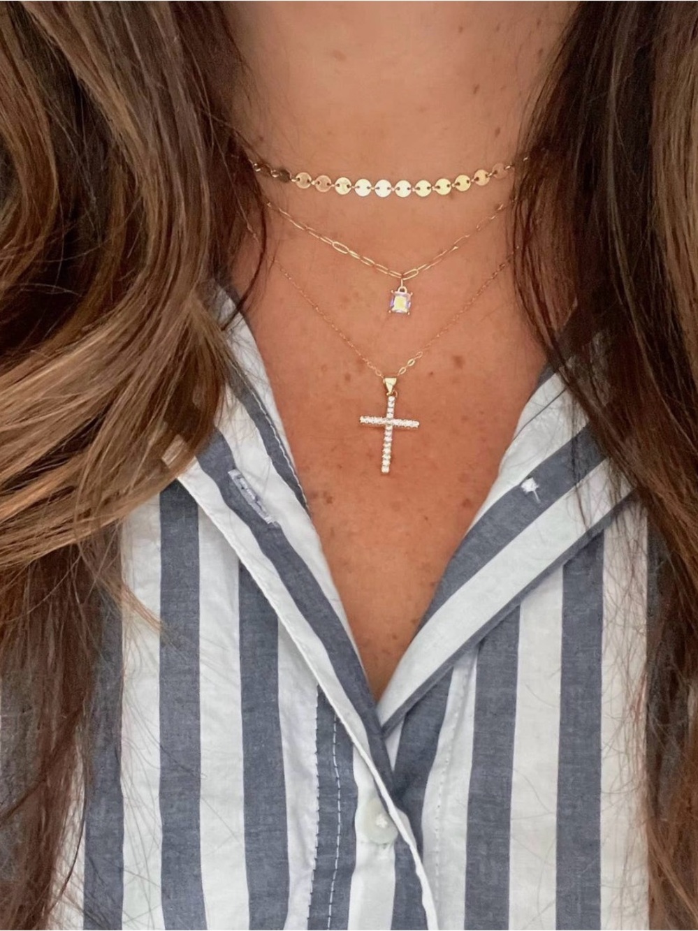 14K Gold Filled Pavé Cross CZ Necklace